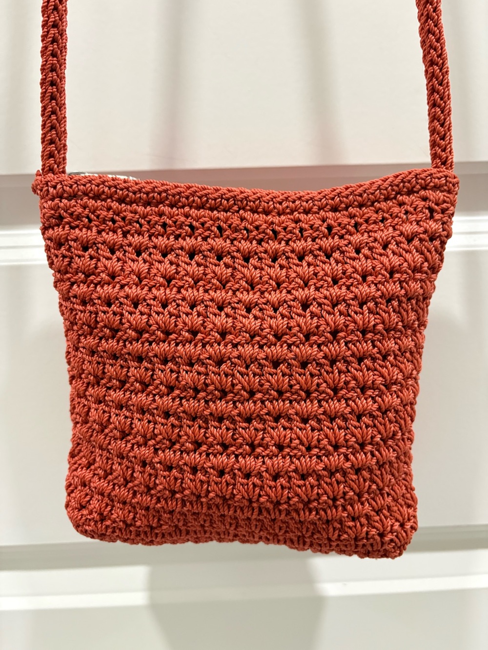 Clarks Boho-Chic Woven Crossbody Purse- In Burnt Orange - Picture 2 of 6
